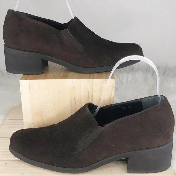 Andre Assous Featherweights Women's Dark Brown Suede Slip On Loafers‎ Shoes 8.5M