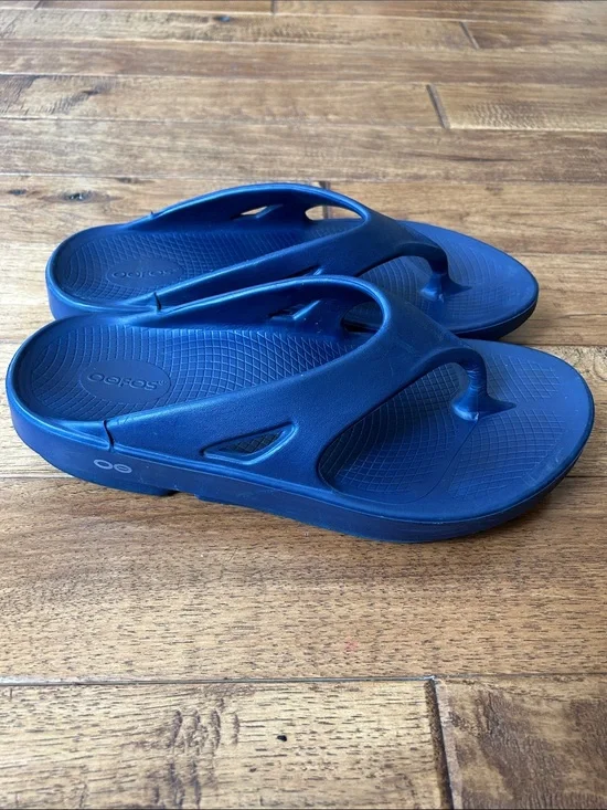 Oofos OOriginal Sandals Recovery Flip Flop Thongs Navy Blue Mens Size 10