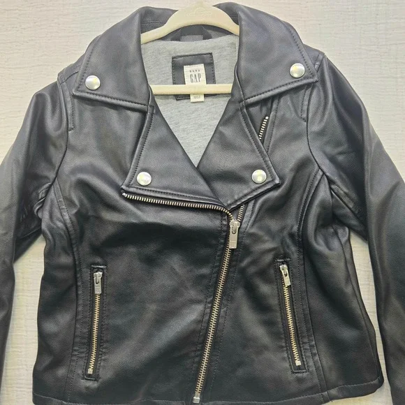 Baby Gap Toddler Girls Faux Leather Moto Jacket Black Size 5 Years 354948-00