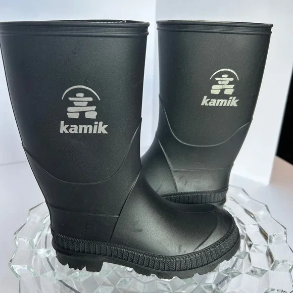 Kamik Kids Black Rain‎ Boots Size 11 Waterproof Durable All Weather