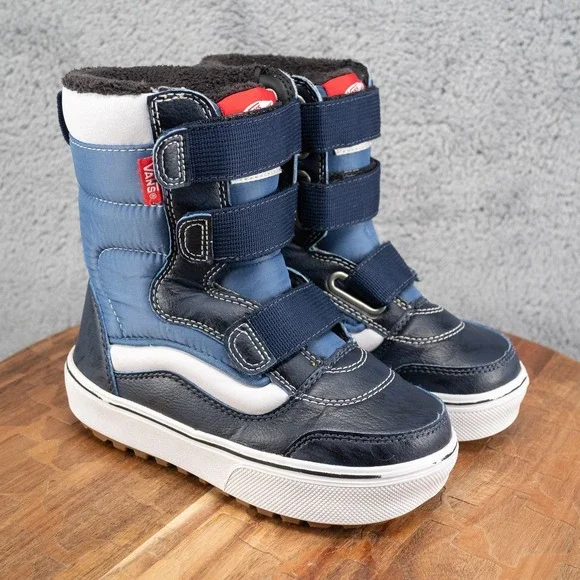VANS Snow-Cruiser V Vansguard Winter Boots Kids Size 13 Blue Faux Fur Lined