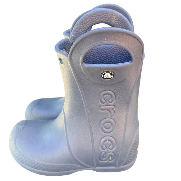 Crocs Handle It Rain Boots Navy Blue Waterproof Toddler Size C11 Pull On 12803