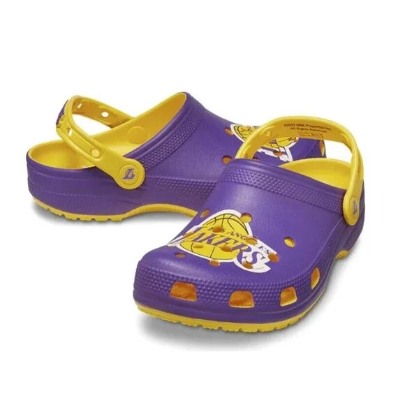 NBA Los Angeles‎ Lakers Classic Clog Crocs Comfort Sunflower Men 8 Women 10 NEW