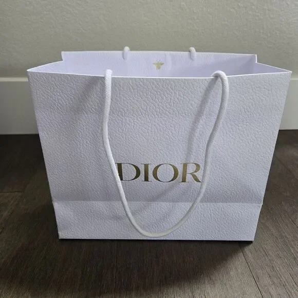 CHRISTIAN DIOR Empty Gift Paper Bag WHITE Textured 10.5x9x4.5