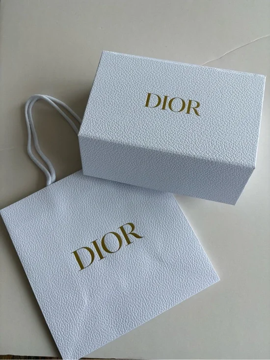 Dior White and Gold Logo Gift Tote and Box