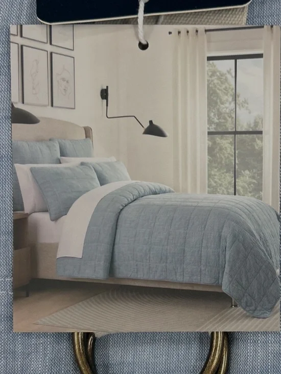 Brooks Brothers Blue Full/Queen Cotton Slub Quilt 88”x92”