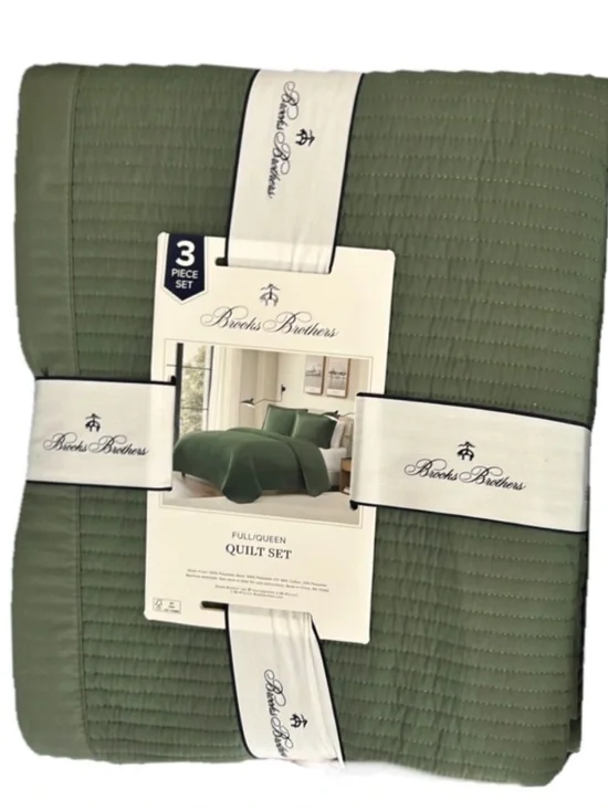 Brooks Brothers Green King Quilt Set 106”x92”