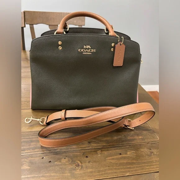 NWT Coach Lillie Colorblock Carryall - Green, Pink and Brown