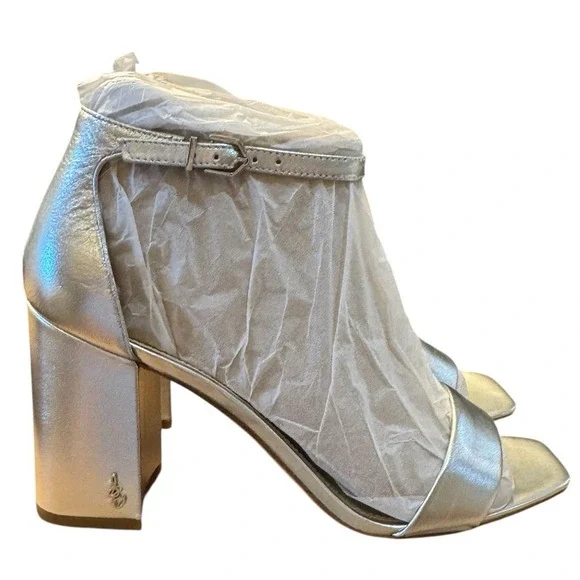 Sam Edelman Womens Yaro Silver Metallic Ankle Strap Heels‎ Size 9 Heeled