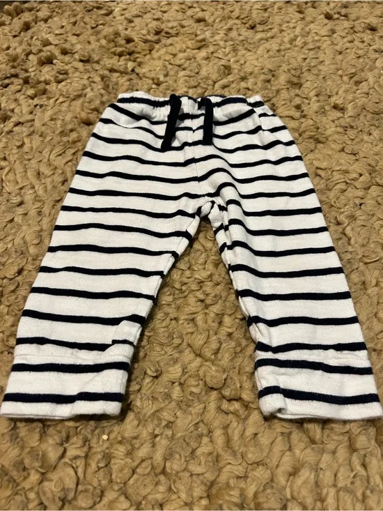 Baby GAP Striped Baby/Toddler Knit Pants - Navy and White