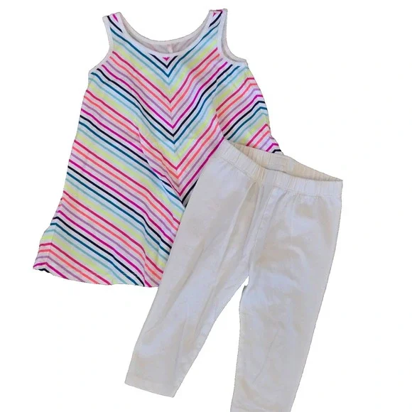 Toddler Girl 18-24 Months Baby Gap Multicolor Striped‎ Tank Top & Leggings Set