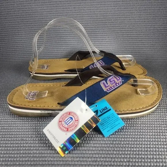 NWT Z Line LSU Tigers Flip Flops Men's Size 9 Memory Foam Comfort Sandals