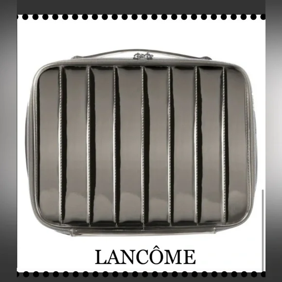 Lancôme Silver (Gun Metal) Colored Travel Case Measures 9x12x4’ 🌳🆕🌳.