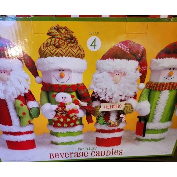 unique bottle caddies set of 4 -750 Ml Champagne or Wine Bottles Festive