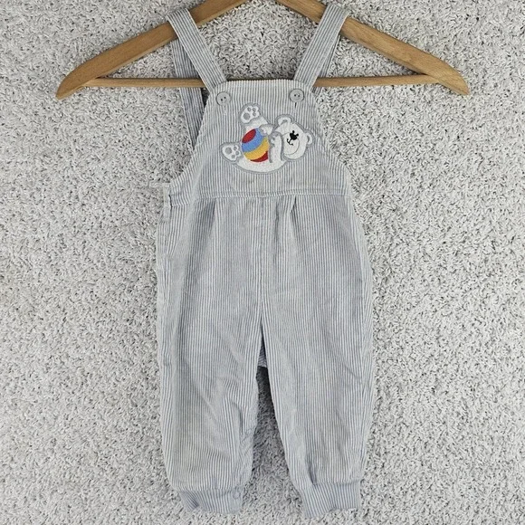 Vintage Carter's 12 Months Corduroy Polar Bear Ball Playing Overalls Made In USA