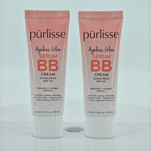 Purlisse Ageless Glow Serum BB Cream SPF 40 Light Medium 1.4oz Lot of 2