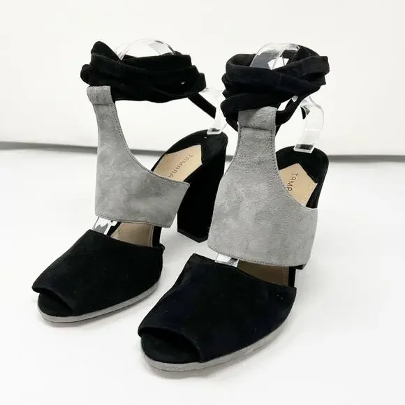 Tamara Mellon Tied Up Peep Toe Block Heels Size 38