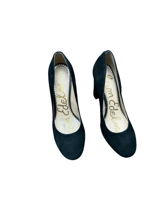 Sam Edelman Black Suede Pumps Round Toe Classic Heels Women’s Size 6M