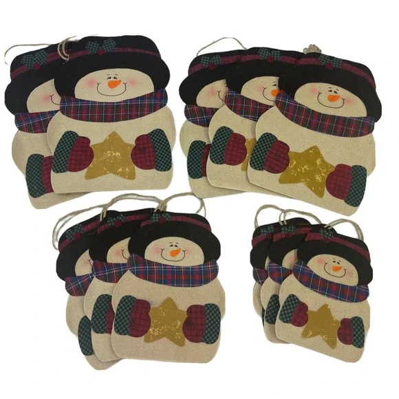 Snowman Gift Bags w Rope Handles Multi Size 3-D ‎ (Pack of 11) Christmas Holiday