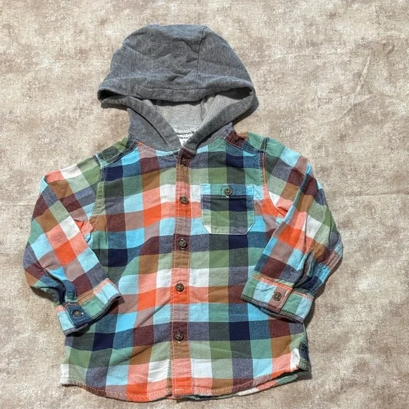 Carter's Multicolor Plaid Hooded Shirt