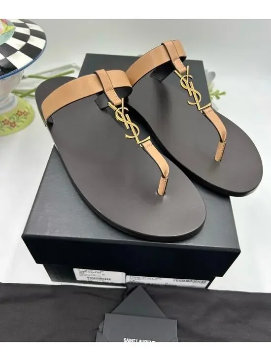 Men's Saint Laurent CASSANDRE thong YSL sandals size 45 made in Italy