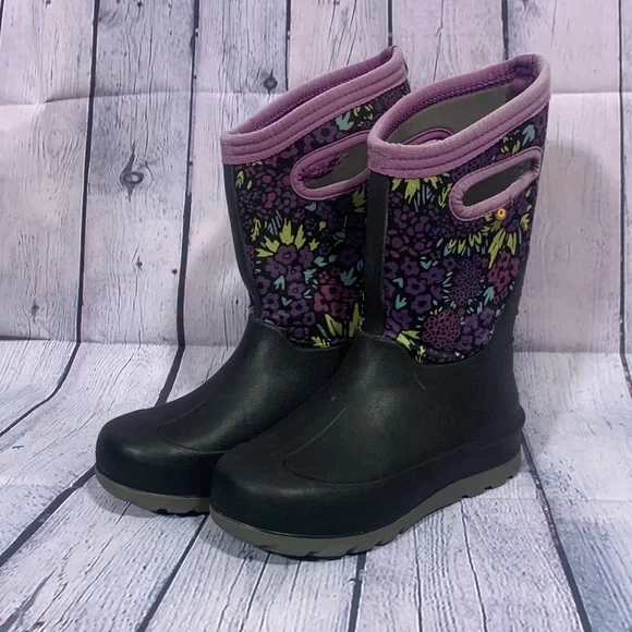 Bogs Kid Neo Classic Floral Garden Boot Purple Size 4 Youth Waterproof Insulated