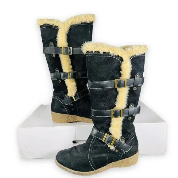 Nine West Darrion Winter Casual Boots Black Youth 4M‎