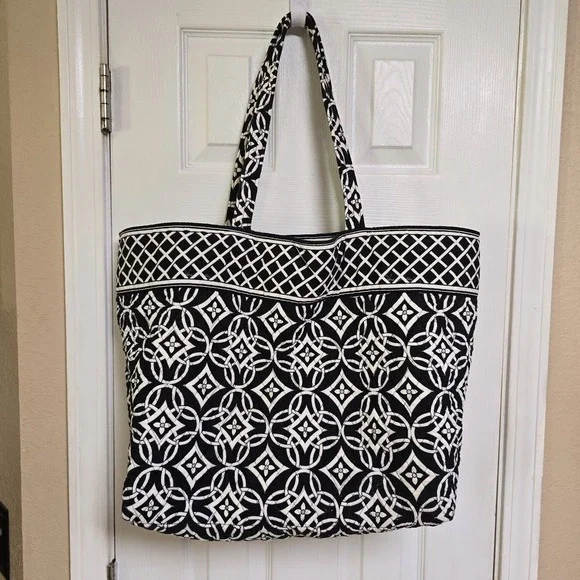 Vera Bradley retired Concerto villager shoulder tote purse black white gray