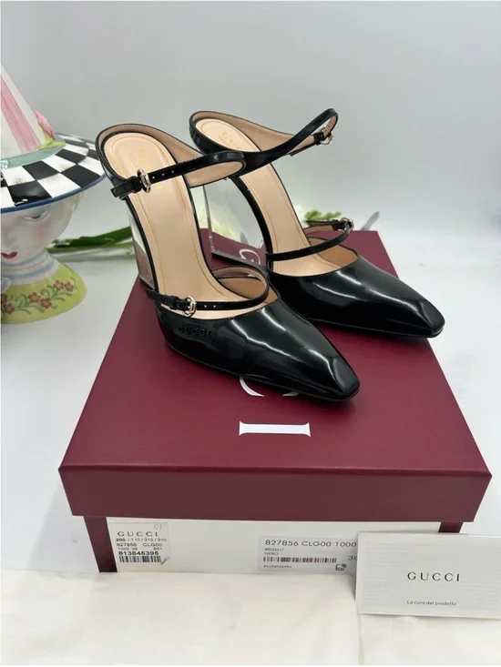 Women’s Gucci, CHRISTY, patent leather wedge mule size 38 made in Italy