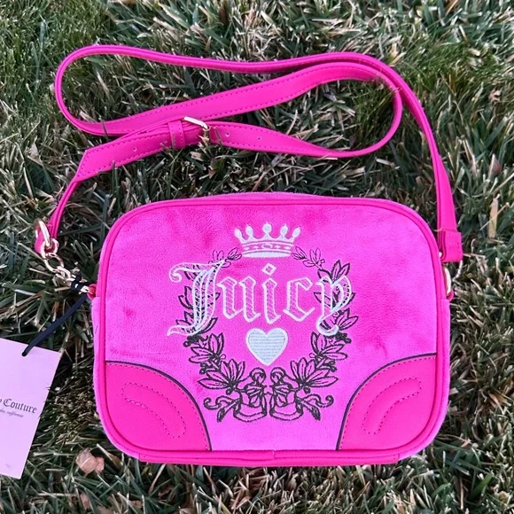 Juicy Couture Hot Pink Heritage Handbag crossbody Shoulder Bag Purse Trashy Y2K