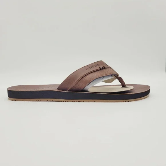 Tommy Hilfiger Davidson Men's Sandals Cognac Size‎ 9 Slip-On Summer Comfort