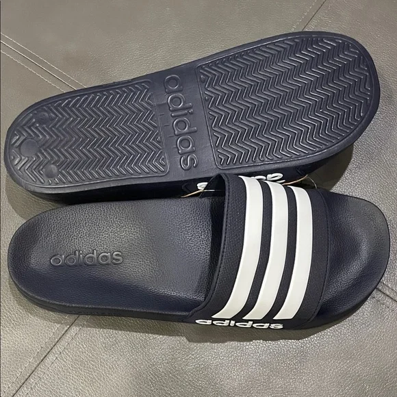 Adidas Dark Blue and White Slide Cloudfoam Sandals