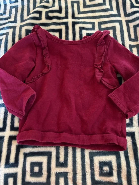 Carter's Long Sleeve Ruffle Top - Burgundy