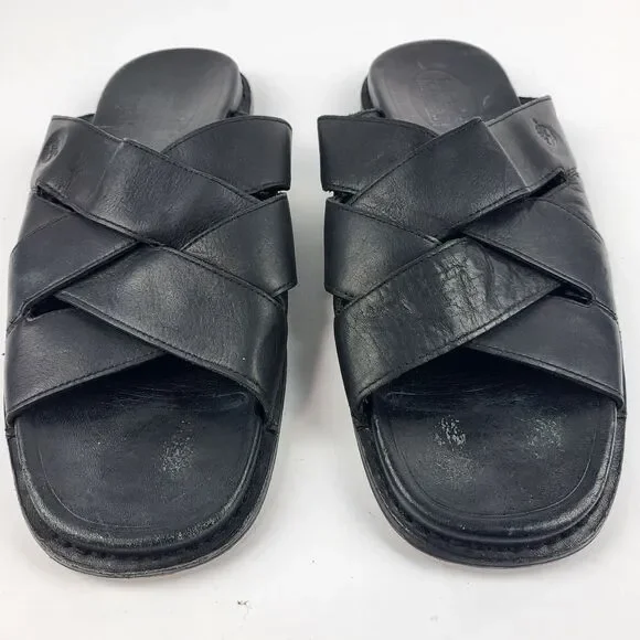 Vintage Timberland Smart Leather Slide Sandals Slip On Men's Size 12M Black