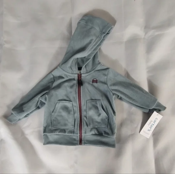 Carter's Sage Blue Kids Hoodie Zip Up Jacket 6M NWT