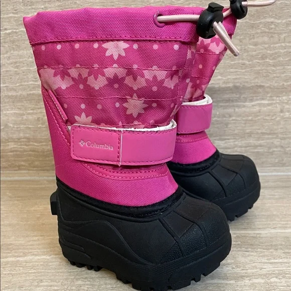 COLUMBIA UEC Girls' Pink Snow Boots Waterproof Black Rubber Sole Size 4