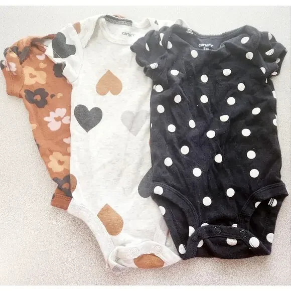 Carter's Baby Girl 3 Short Sleeves Bodysuits 3 Months