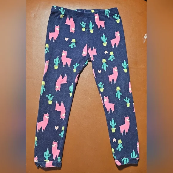 Carter's Blue and Pink Llama Print Leggings PJ Bottoms
