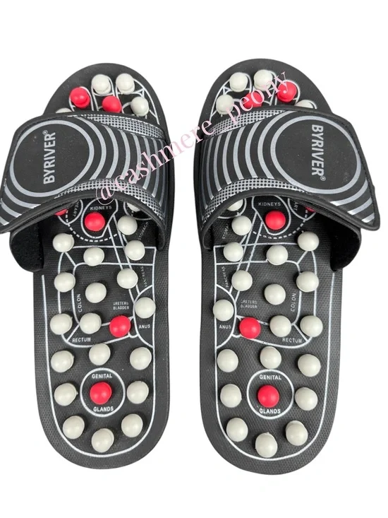 Black Reflexology Acupressure Massage Slide Sandals Mens Size Large 9.5 - 10.5