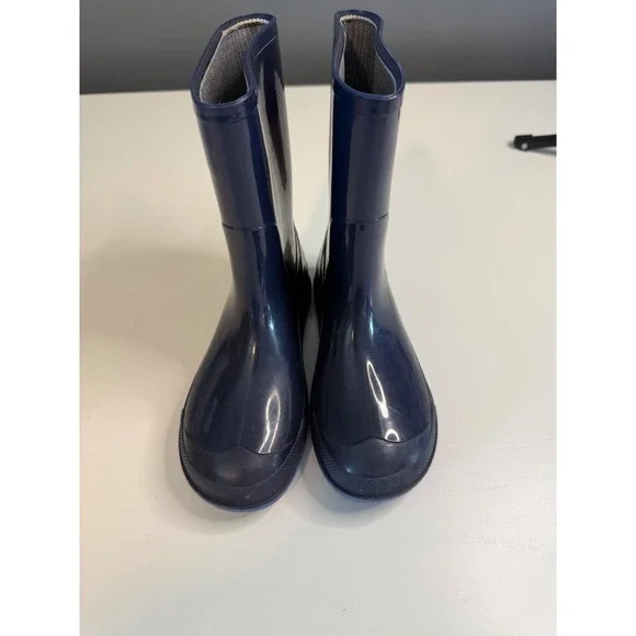 Kids Navy Blue Rubber Rain Boots Size 13-1 Made in Canada Glossy Puddle Jumpers