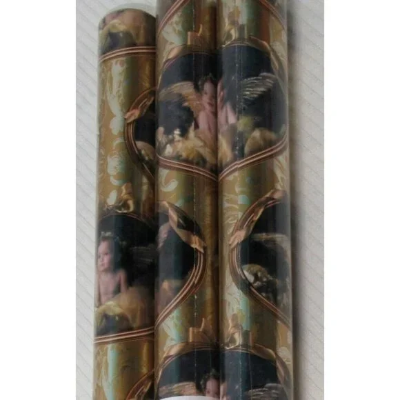 Vintage Current Baby Angels Rolled Gift Wrap Wrapping Paper Sealed NOS 3 Rolls