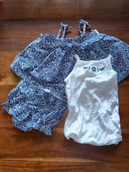 Carter's‎ Blue Floral Two-Piece Set with White Tank