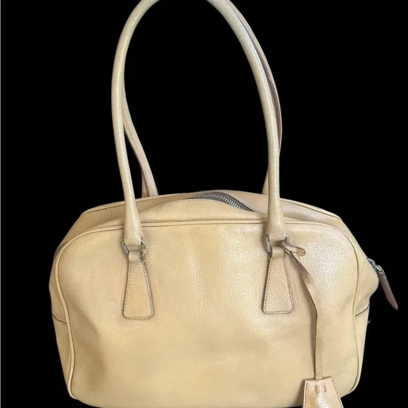Prada Cream Leather Shoulder Bag