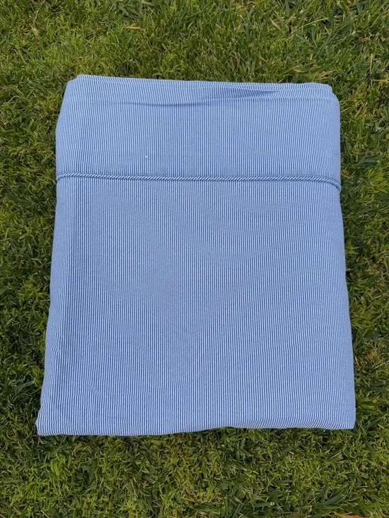 Vintage Lauren Ralph Lauren Cape May Narrow Blue Stripe Queen Flat Sheet USA GUC
