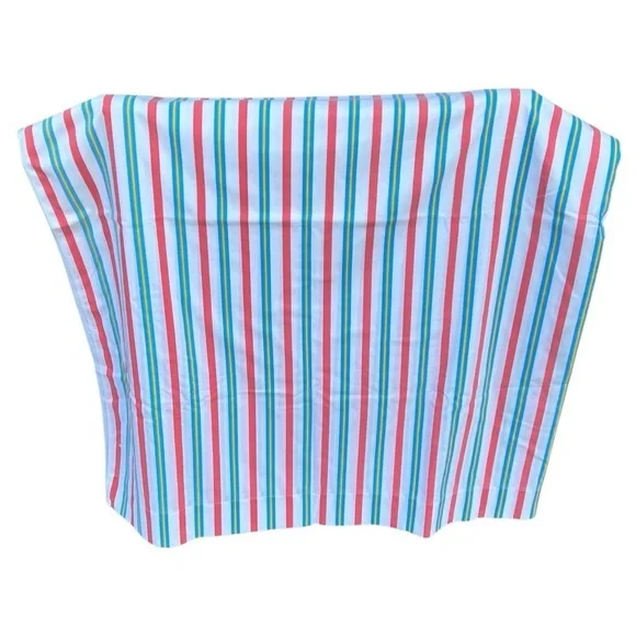 Vintage Sears Striped Bed Sheet Red White Blue Yellow Fine Muslin Twin Flat