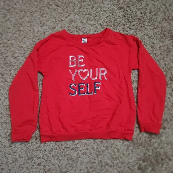 Carter's Kid Girls 14/14A Red Long Sleeve Be‎ Yourself Sweater