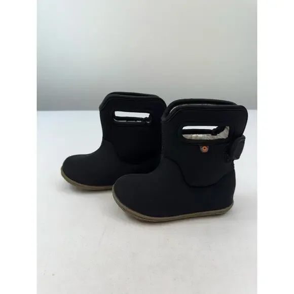 Bogs Kids Winter Boots Youth Size 9 Black Faux Fur Lined Waterproof Outdoors