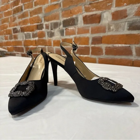 Chic Black‎ Embellished Slingback Heels