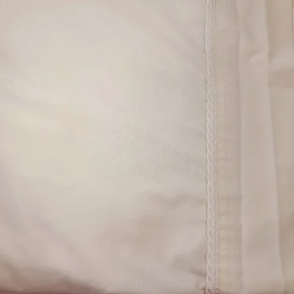 Vintage Cannon King FLAT SHEET Tres embroidered swirl trim ivory off white cream