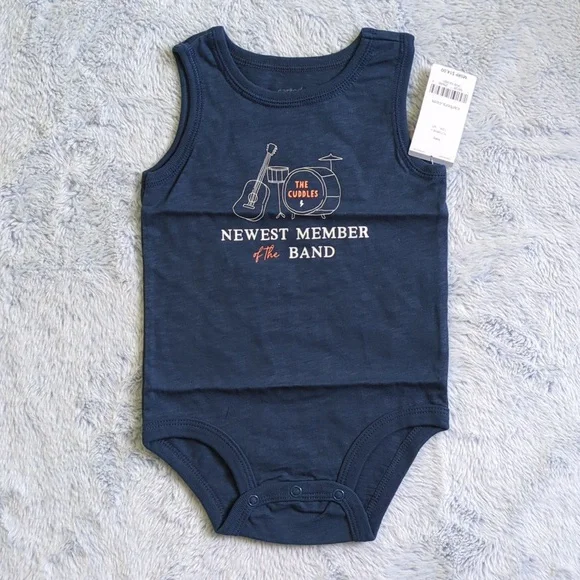 NWT 12M Carter's Newest Member of the Band Sleeveless Bodysuit Onesie Music